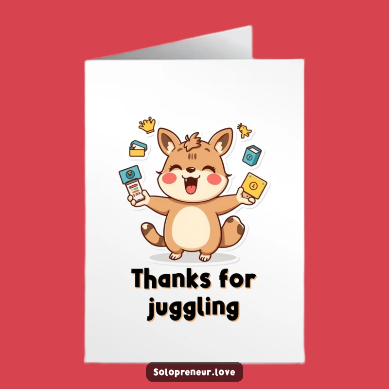 Free Printable Animal Thank You Card: Juggling Thanks Downloadable Gift