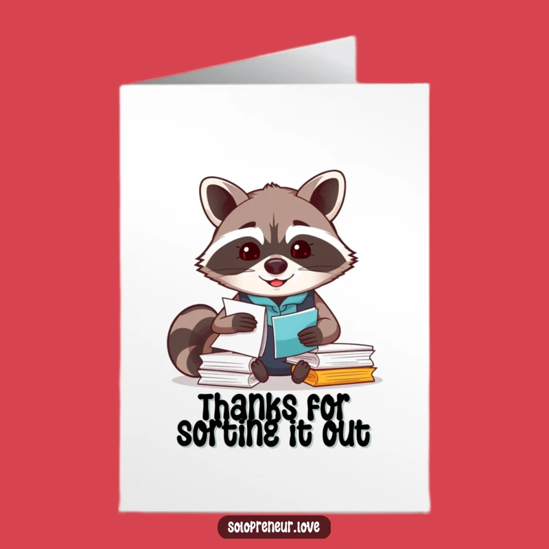Free Printable Raccoon Thank You Card: Thanks for Your Organized Help!