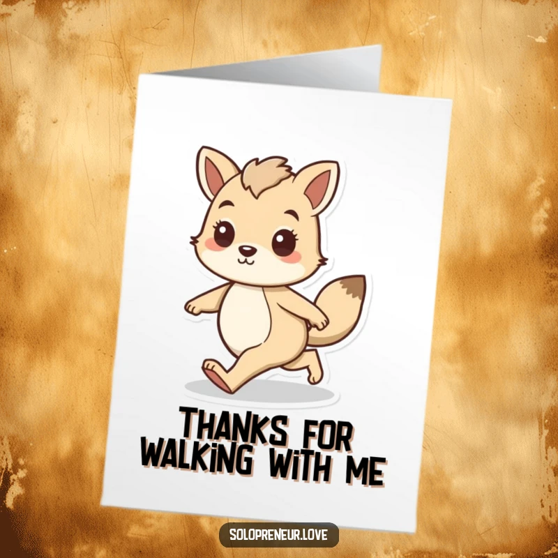 Funny Free Printable Thank You Card: An animal character strides forward confidently, representing a strong and reliable gesture of thanks.