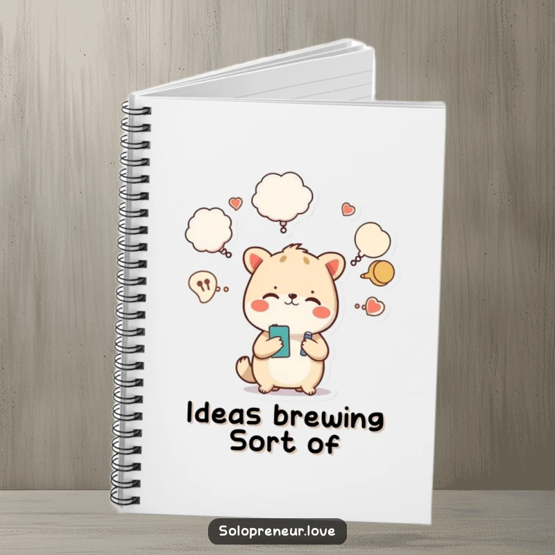 Funny notebook with a busy animal character on cover, perfect for jotting down notes and ideas humorously.
