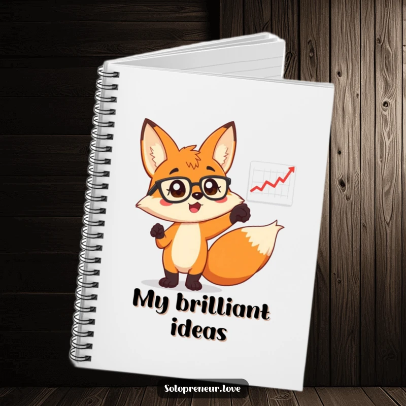 Funny Fox in Glasses Notebook: A planner for brilliant ideas, featuring a fox pointing at a business chart.