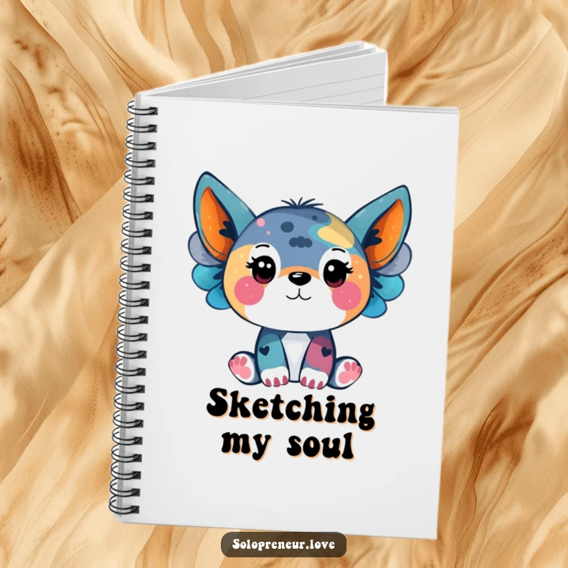 Funny notebook with an animal character painting abstract art, ideal for artists to jot down ideas.