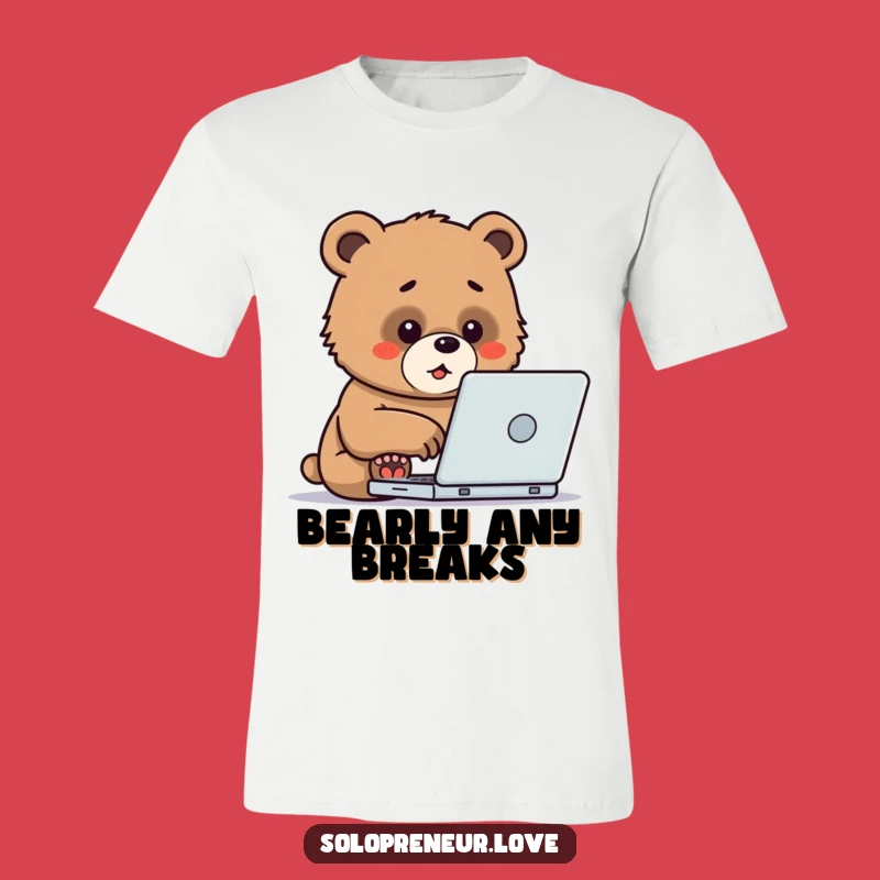 Funny Bear Cub Typing Tee: Determined Cub Work Shirt for Go-Getters!