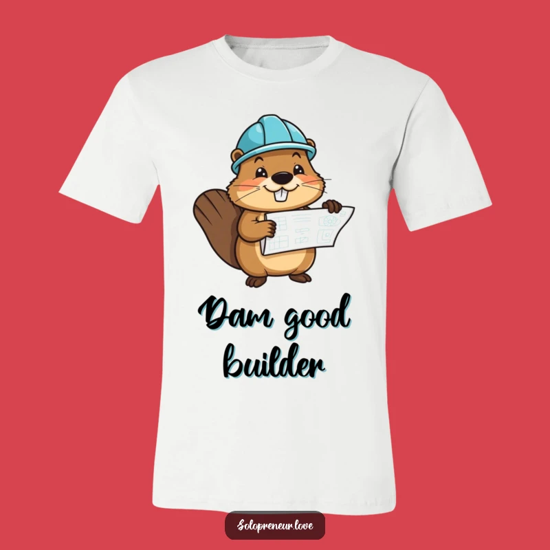 Funny Beaver Blueprint T-Shirt - Hard Hat Character Tee, Construction Funny Gift