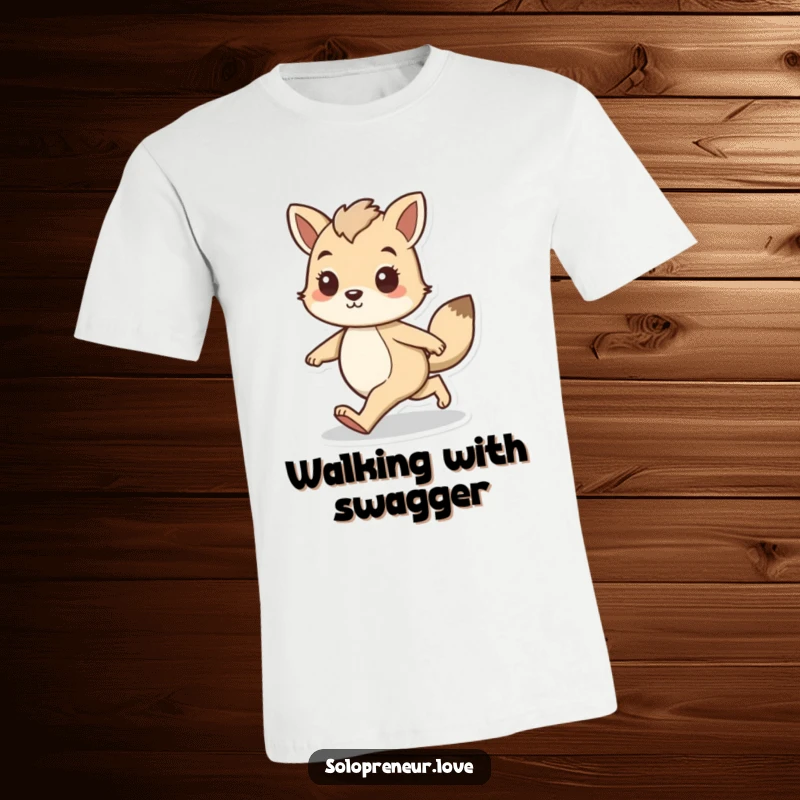 Funny t-shirt featuring an animal character striding forward with unwavering confidence, exuding determination and a powerful presence.