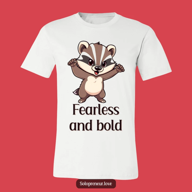 Funny Courageous Badger T-Shirt: Confident Pose Character - Bold Statement Apparel