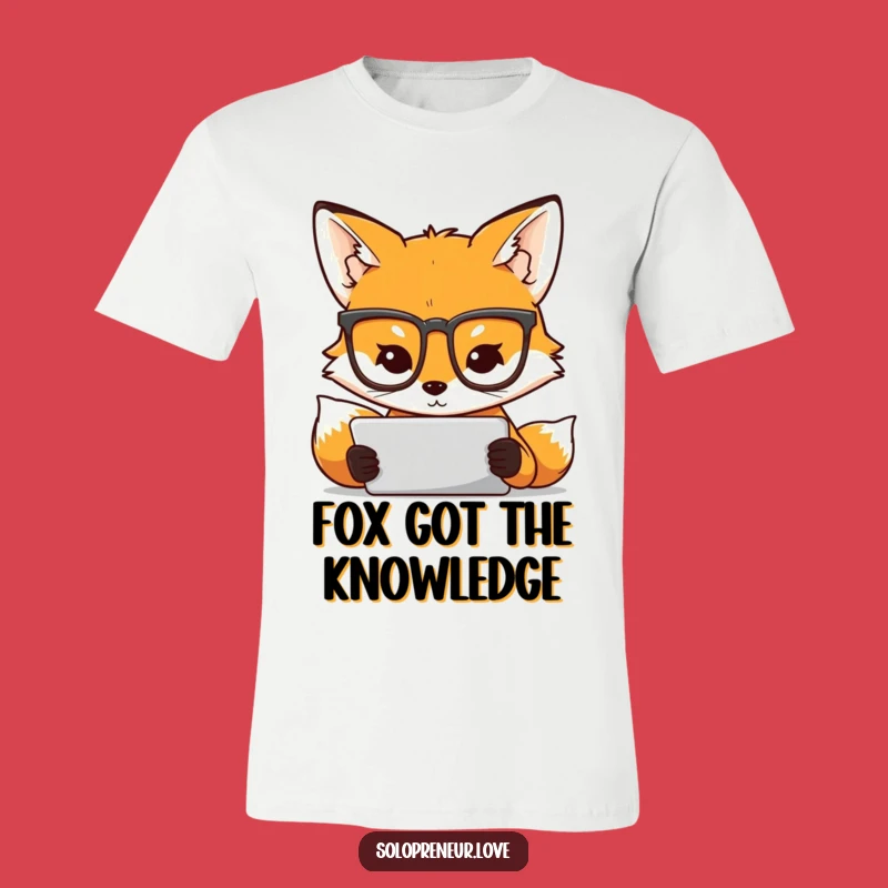 Funny Fox on Tablet T-Shirt - Smart & Focused Tech Tee
