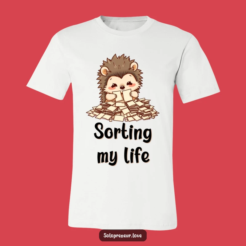 Funny Hedgehog Paper Sort T-Shirt: Wear Your Productivity Pride