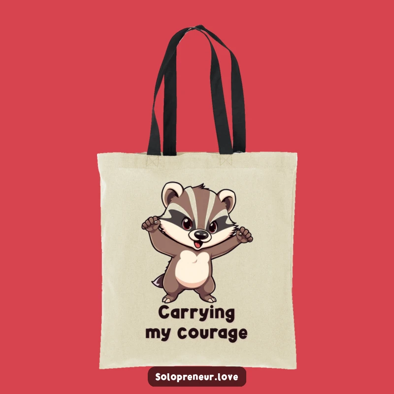 Funny Courageous Badger Tote Bag: Confident Pose Character - Carry Your Strength with Style