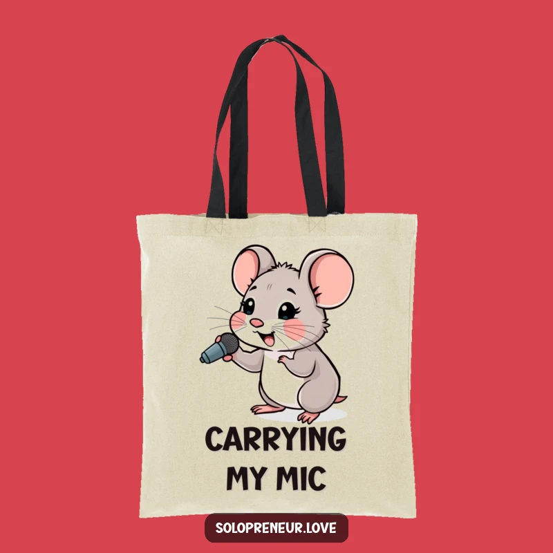 Funny Hopeful Mouse Microphone Tote Bag: Carry Your Voice Proudly
