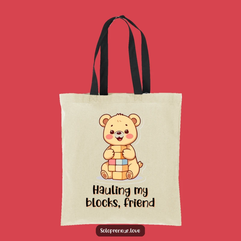 Funny Bear Cub Blocks Tote Bag: Cute & Hilarious Carry-All for Essentials