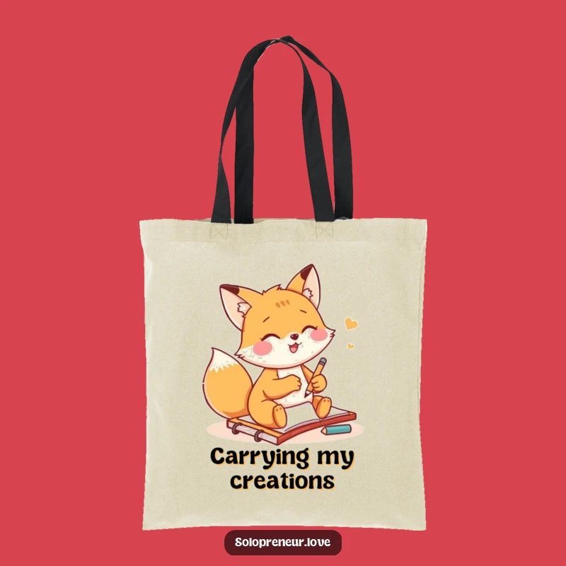 Funny Fox Artist Tote Bag: Sketching Notepad for Your Supplies