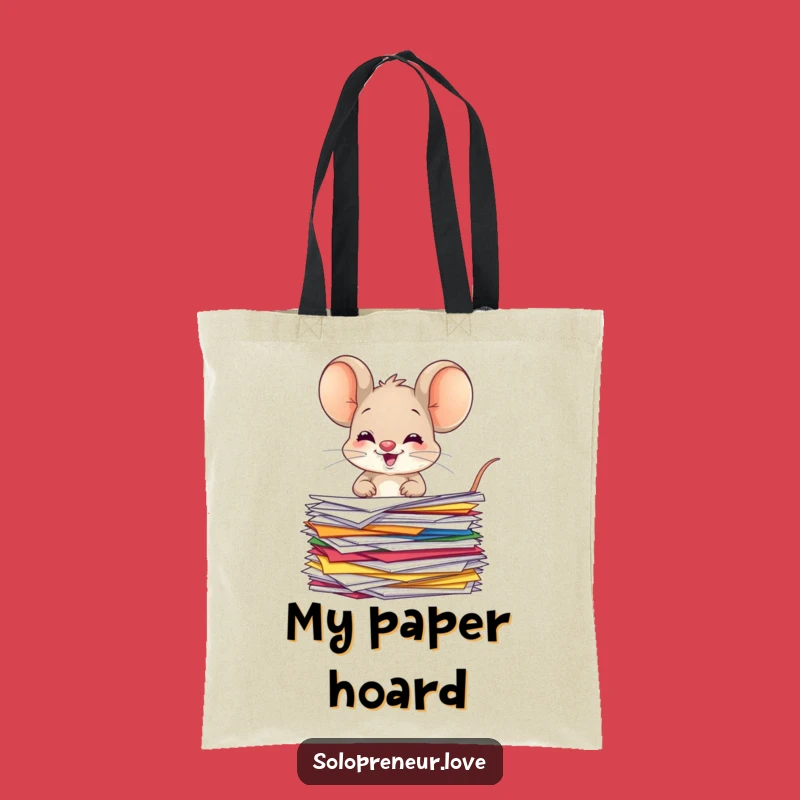 Funny Giggling Mouse Tote Bag: Organized Papers Character - Carry Your Essentials with Joy