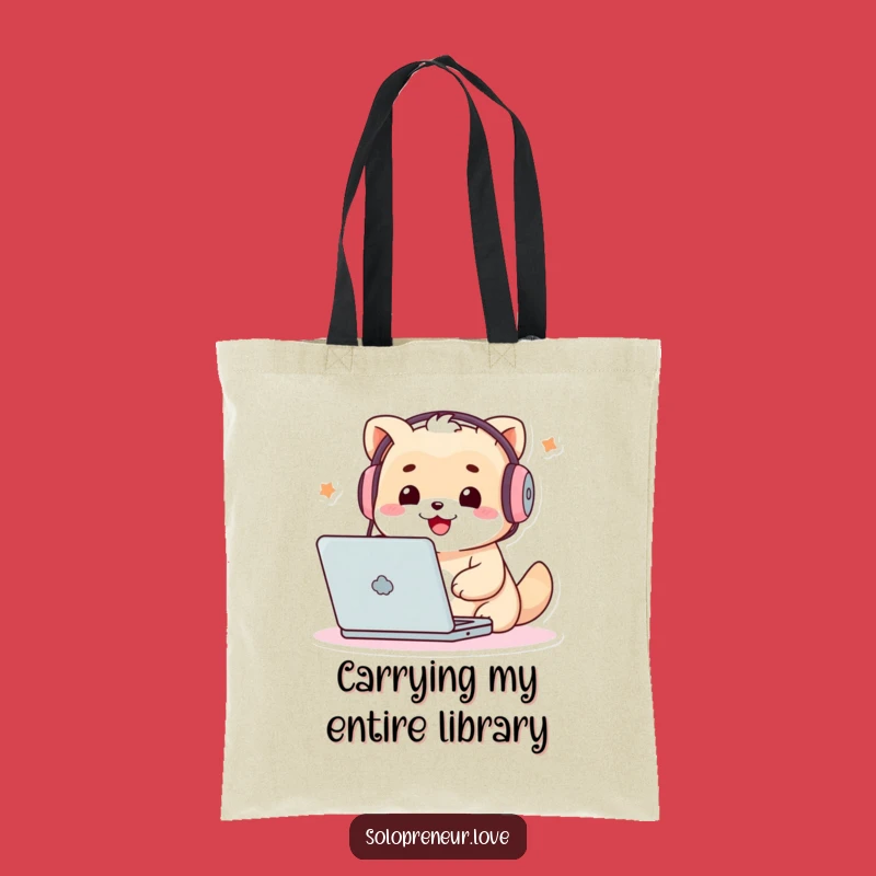 Funny Techie Creature Tote Bag: Digital Carry-all, Laptop Lover, Chic Funny Gift