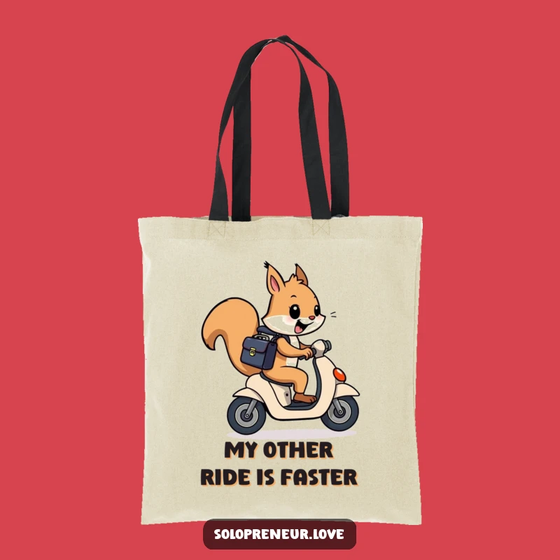 Funny Squirrel Scooter Tote Bag: Carry Your Day with Humor - Great Funny Gift!